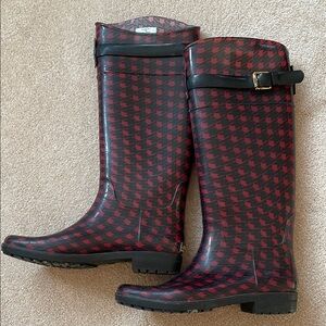 Ralph Lauren Red and Black Houndstooth Rain Boots